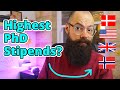 Which country has the highest pstipend  boosting yours