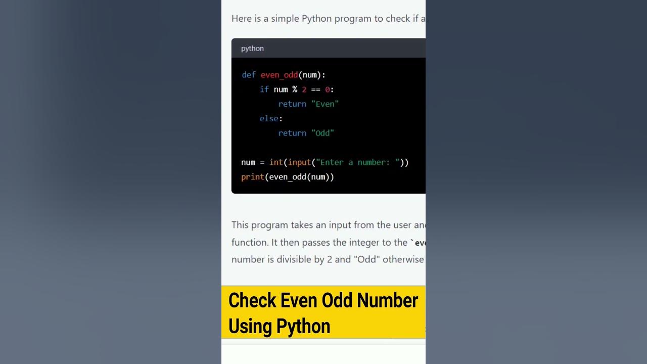 Python program to check number is even or odd #shorts #coding # ...