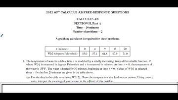 2012 AP Calculus AB FRQ #1 a and b Explination