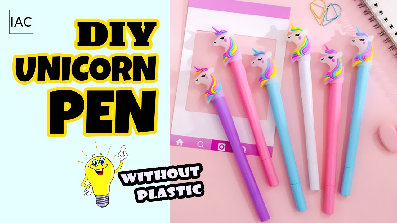 how to make cute unicorn pen without plastic, Homemade unicorn pen, Homemade  pen