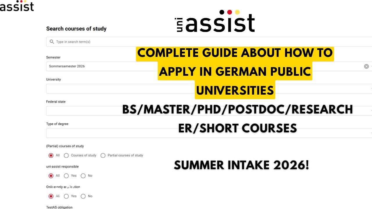 How to Apply to German Public Universities (BS / MS / PhD / Postdoc / Short Courses / Summer Intake)