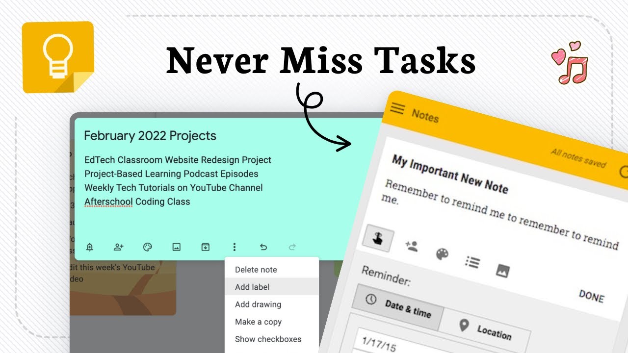 How to set reminders in Google Keep (Alert Setup) - YouTube