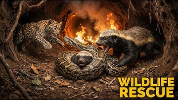 Mother Honey Badger Battles Python Nest 🐍🔥 Then a Leopard Joins the Fight! | Wildlife Rescue Story