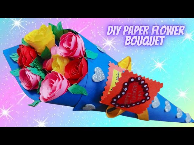 DIY Paper Flower BOUQUET/Birthday Gift Ideas/diy paper bouquet