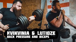 Genadi Kvikvinia and Revaz Lutidze Back Pressure and Biceps Workout!