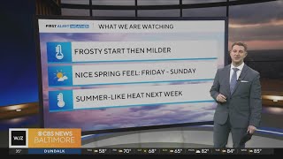 Milder weather returns to Maryland, summer-like heat next week