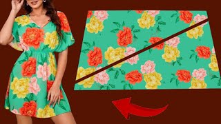 : Very Stylish  Very Easy No Pattern Beautiful Dresses  Cut and Sew  Trends Dresses Idea 