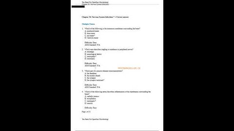 Test Bank For OpenStax Microbiology (Chapter 26: Nervous System Infections)