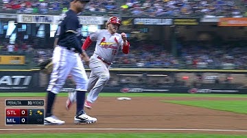 STL@MIL: Wong laces RBI triple, scores on error