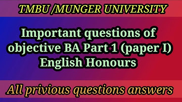 BA part 1 (paper I) English honours objective suggestion #priviousyearquestionpaper #tmbu #munger