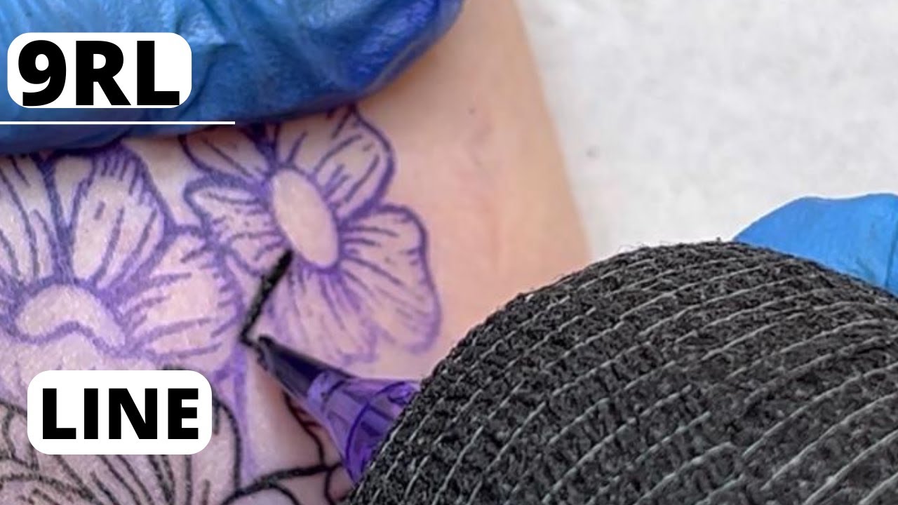 Real Time Flowers Line Tattoo Time Lapse