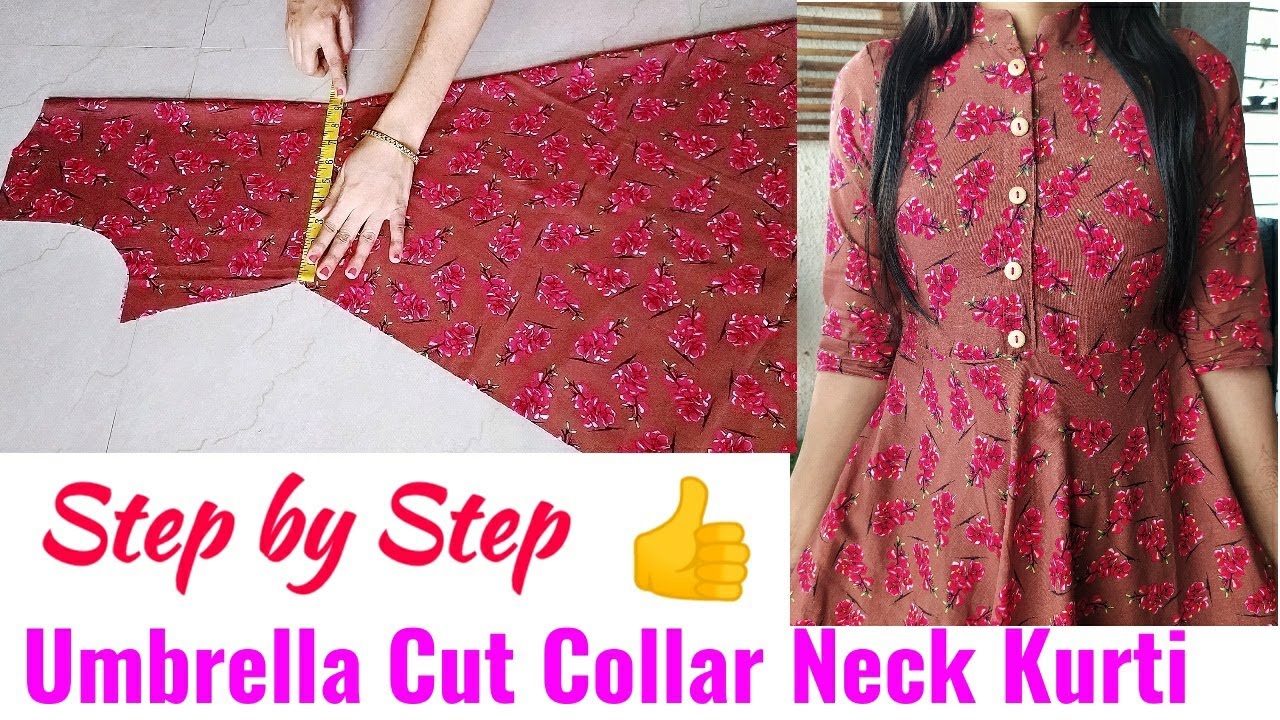 Umbrella Cut Collar Neck Kurti Cutting ...