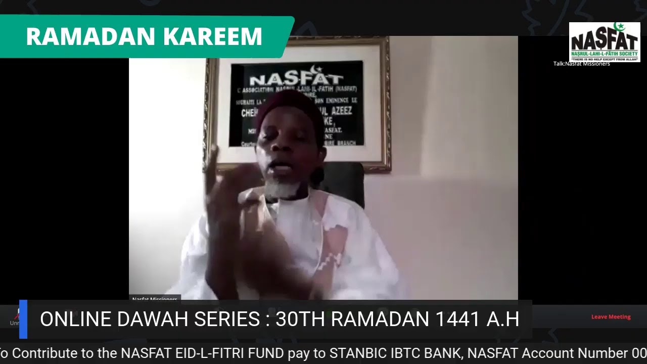 ONLINE DAWAH SERIES - 30TH RAMADAN 1441 AH - YouTube