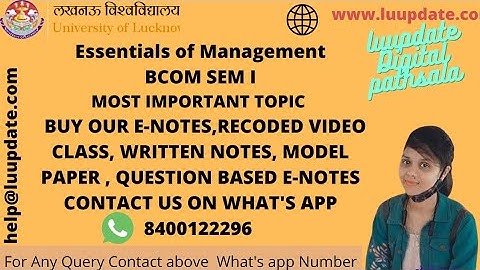 Essentials|of|Management|UNIT|I|PART|I| @luupdate #lucknowuniversity