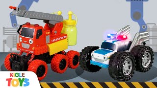 몬스터트럭이 된 경찰차, 소방차, 구급차! 자동차 장난감 영상 모음집 | 키글 토이 - KIGLE TOYS