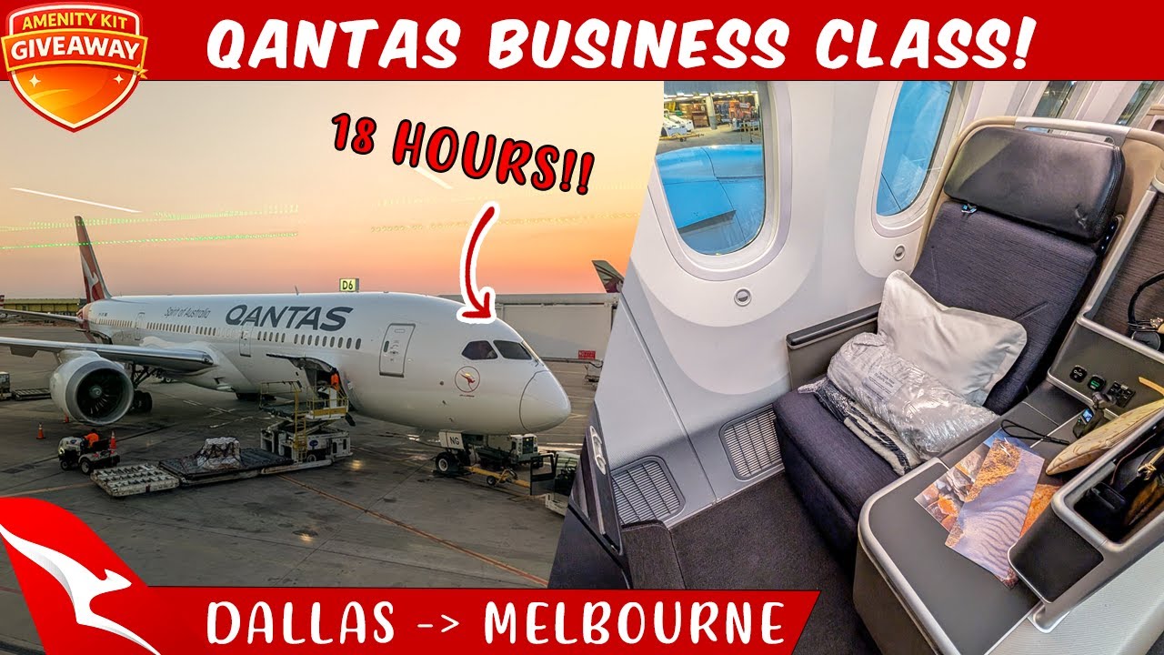 18 Hours in Qantas Business Class | Dallas to Melbourne | World’s 5th Longest Flight