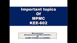 Important topics of MPMC KEE 602