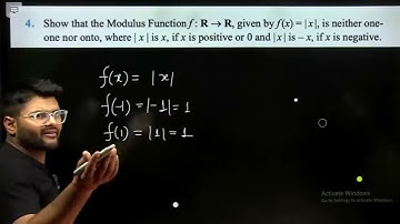4.Show that the modulus function f: R  R given  by f(x) = |x|, is neither one-one nor onto, where