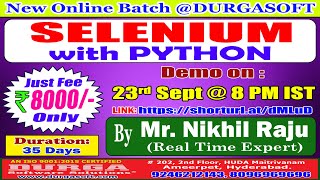 SELENIUM with PYTHON Online Training @ DURGASOFT
