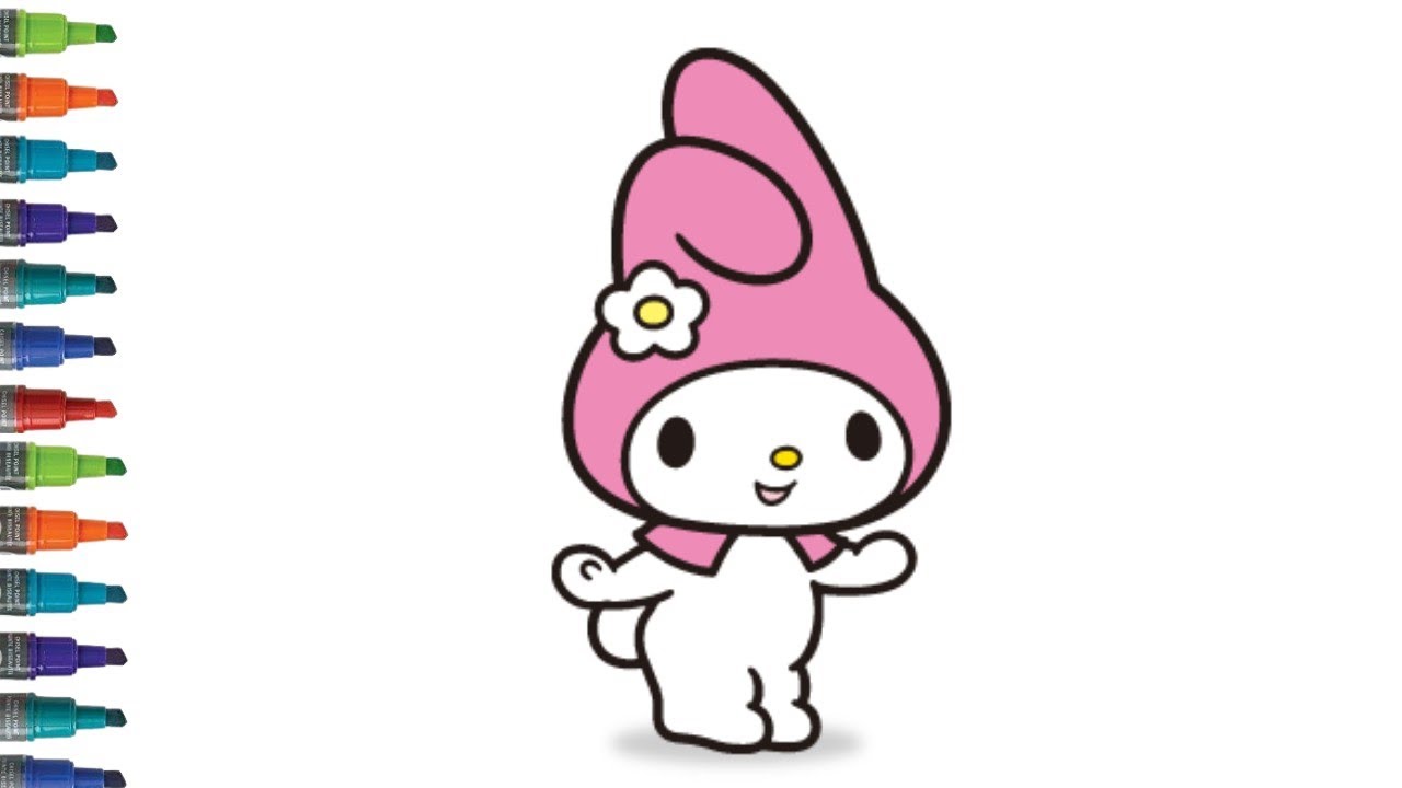How To Draw My Melody | My Melody Drawing, Painting & Coloring For Kids ...