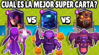 CUAL ES LA MEJOR SUPER CARTA? | SUPER MINI PEKKKA vs SUBER BRUJA vs SABABUESO | CLASH ROYALE