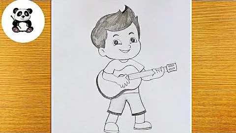 How to draw boy playing guitar | pencildrawing