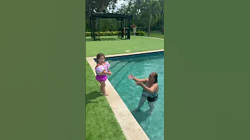 Daughter Jumps In Pool For The First Time Shorts 
