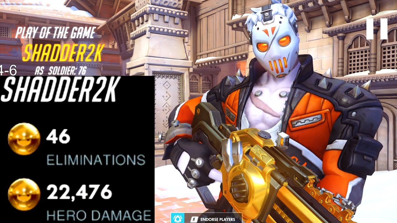 SHADDER2K DOMINATING AS SOLDIER 76! 46 ELIMS! POTG! [ OVERWATCH SEASON 24 TOP 500 ]