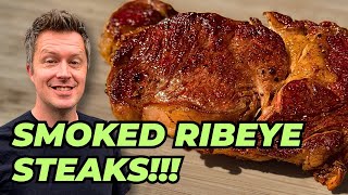 Smoked RIBEYE STEAKS on a Gas Grill! | Thick-Cut Reverse Seared!
