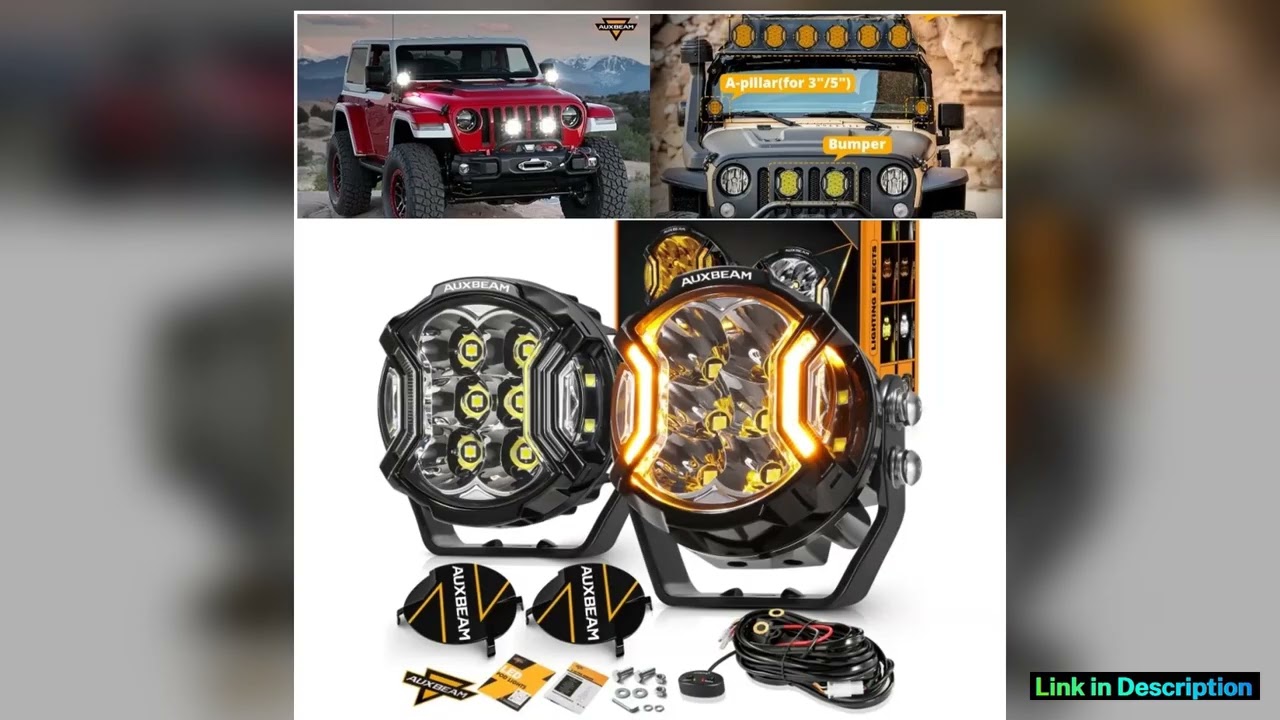 AUXBEAM 3 Inch 108W LED Side Shooter White Pod Lights with Amber DRL LED Driving Light for ATV UTV