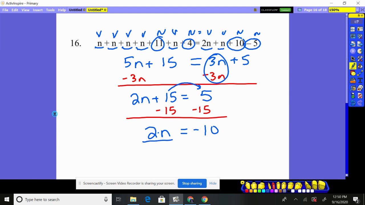 Algebra Chapter 2 Practice Test 2 #16-18 - YouTube