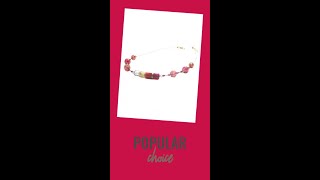 Murano Glass Pink Tube Gold Necklace by JKC Murano
