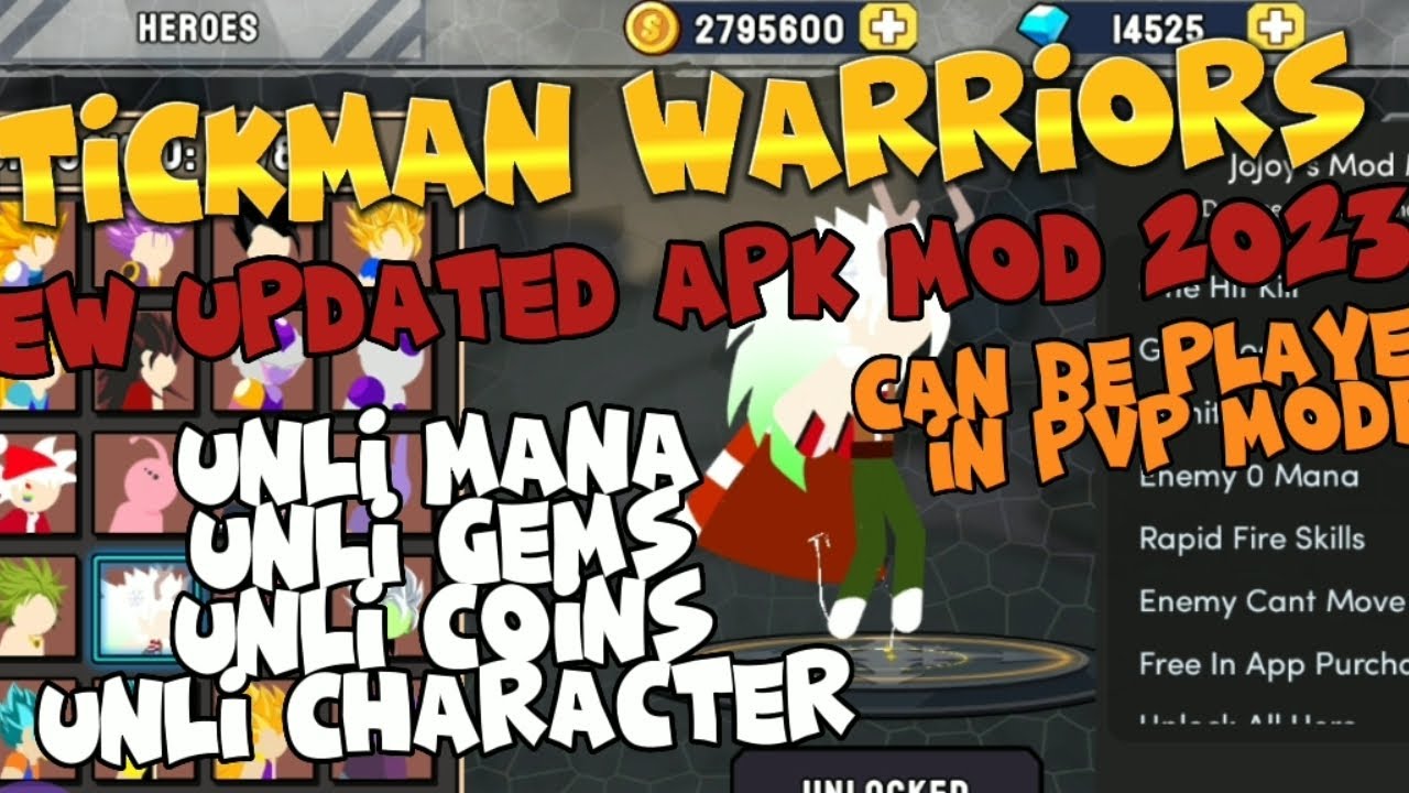 STICKMAN FIGHT DRAGON WARRIORS MOD APK 2023 NO PASSWORD 