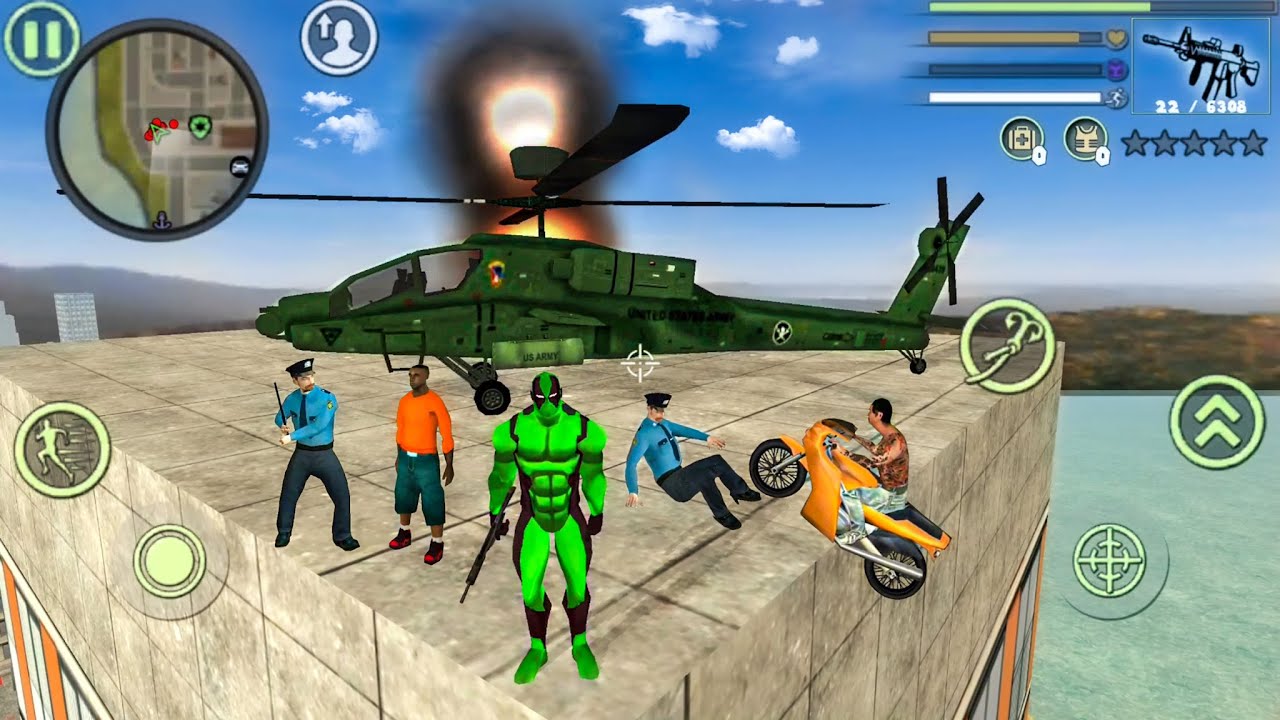 Green Deadpool Rope Hero: Vice Town City Crime Simulator - Android Gameplay