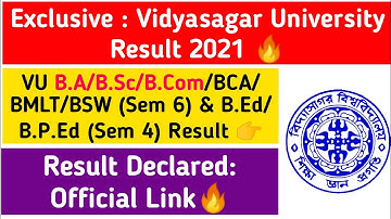 বিদ্যাসাগর বিশ্ববিদ্যালয়ের রেজাল্ট🔥: B.A/B.Sc/B.Com/BMLT/BCA/BSW/B.Ed/B.P.Ed: Result Declared