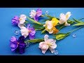 Irises of ribbons.DIY/Flor del iris de las cintas/Ирисы из лент.МК