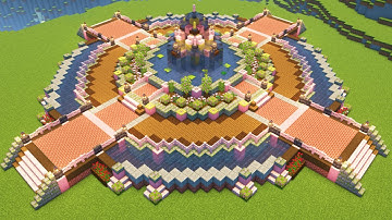 How to build Cherry Blossom Fountain Square - Minecraft Tutorial