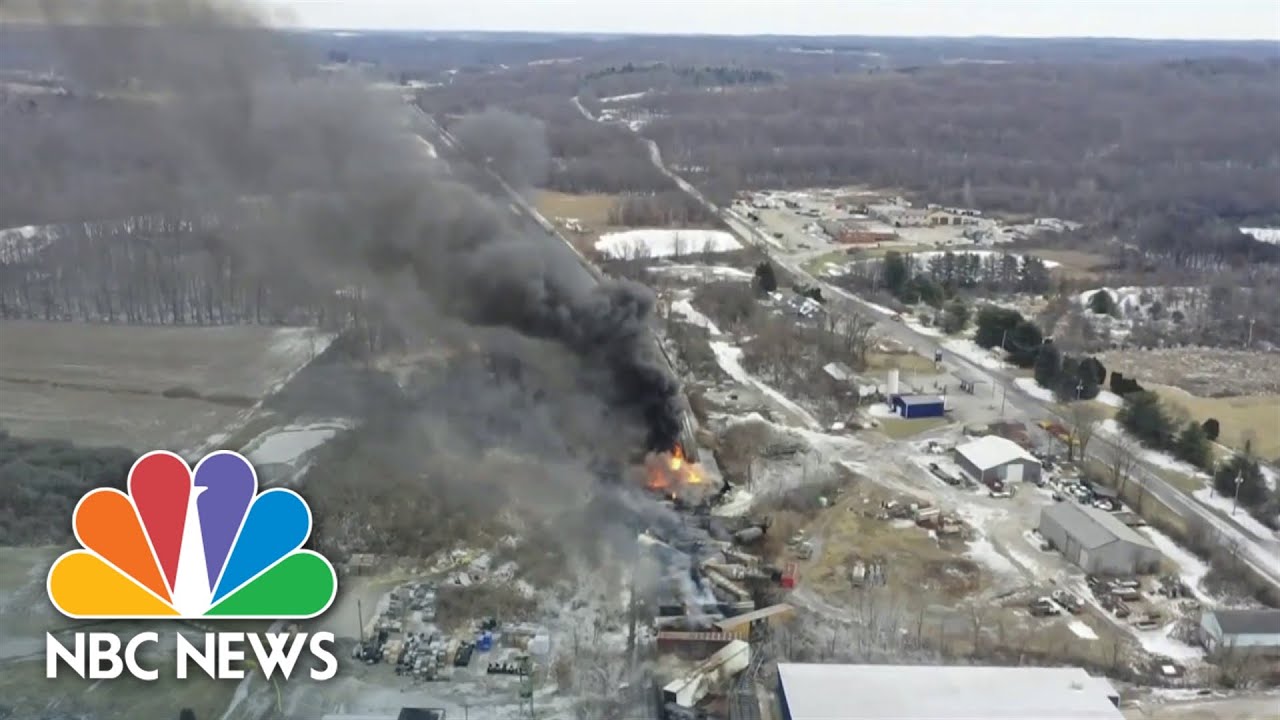 Ohio town concerned about air safety after train derailment, controlled chemical release