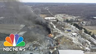 Ohio town concerned about air safety after train derailment, controlled chemical release