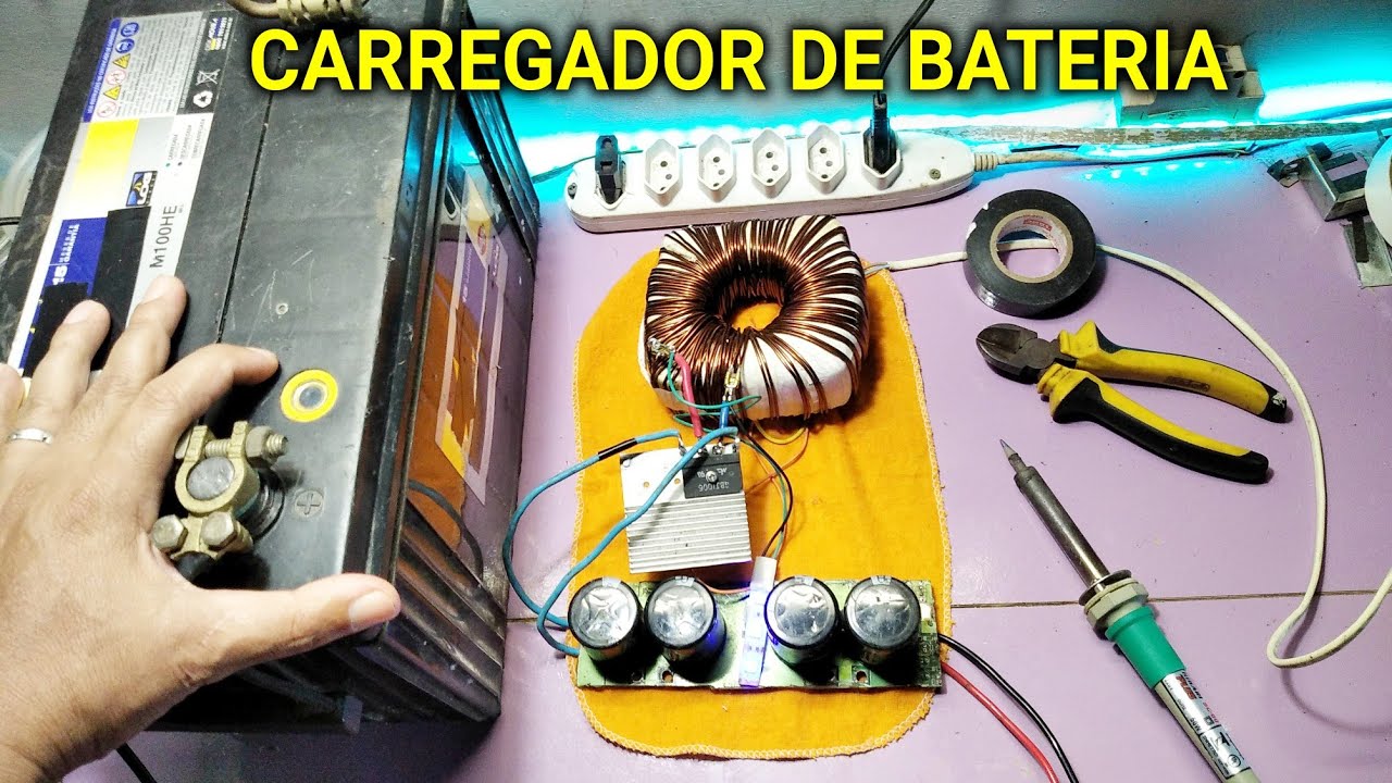 Como fazer CARREGADOR de BATERIA 14v Caseiro com TRAFO Feito de Motor ...