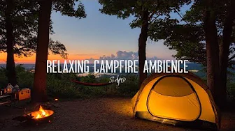 Relaxing Campfire Ambience 🏕️ 4 Hours | 4K Nature White Noise for Studying, Relaxation, or Sleep