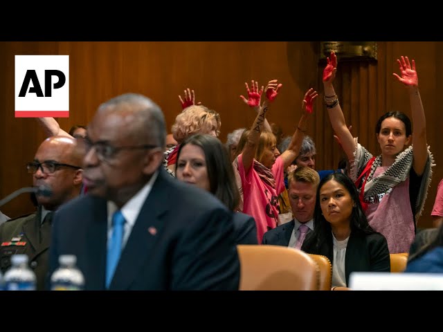 Protesters interrupt Lloyd Austin during Senate committee hearing
