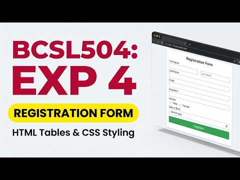 BCSL504 Program 4 | HTML Registration Form with CSS | Web Technology Lab | VTU
