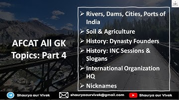 GK Topics: 04 by Divya Gupta | River + Dams + Soil + Nicknames + History  + Intrnl Orgn. I AFCAT