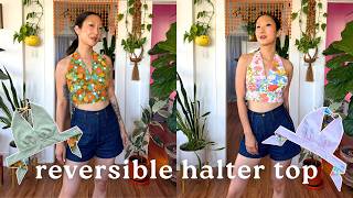 How to sew a reversible halter top from scraps tutorial & pattern