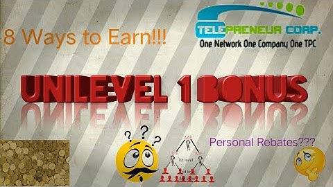 Unilevel 1 Bonus at Personal Rebates|TPC 8 ways to Earn