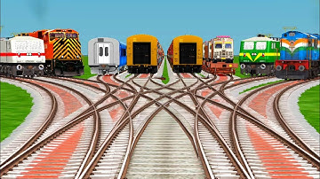 8 Indian Trains Crossing at Bumpy Branched Railroad Tracks |Indian Railways |Train Simulator classic