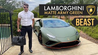 LAMBORGHINI Matte Army Green - Starting the Beast (VLOG) - Guru Mann