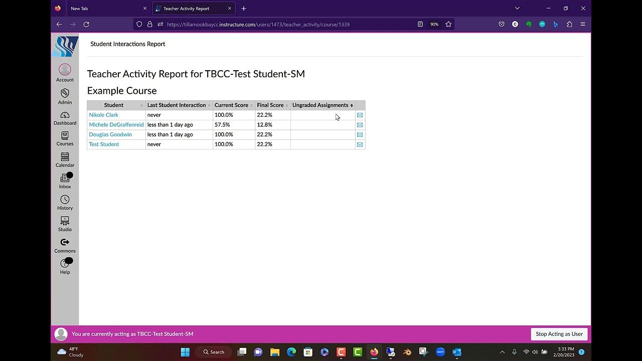 Student Interactions Report Canvas YouTube