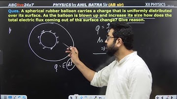 A spherical rubber balloon carries a charge that is uniformly distributed over its surface. As